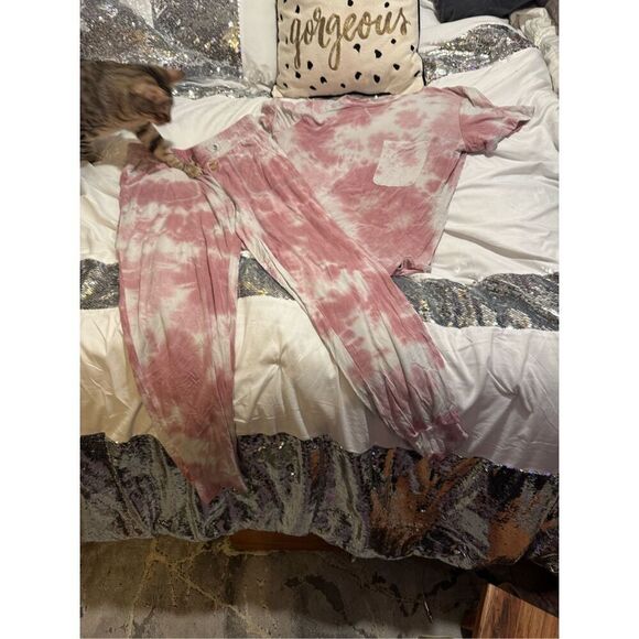 Small(S)Lates by Kate  intimates tie dye pajama lounge set crewneck joggers Pjs - Picture 1 of 8